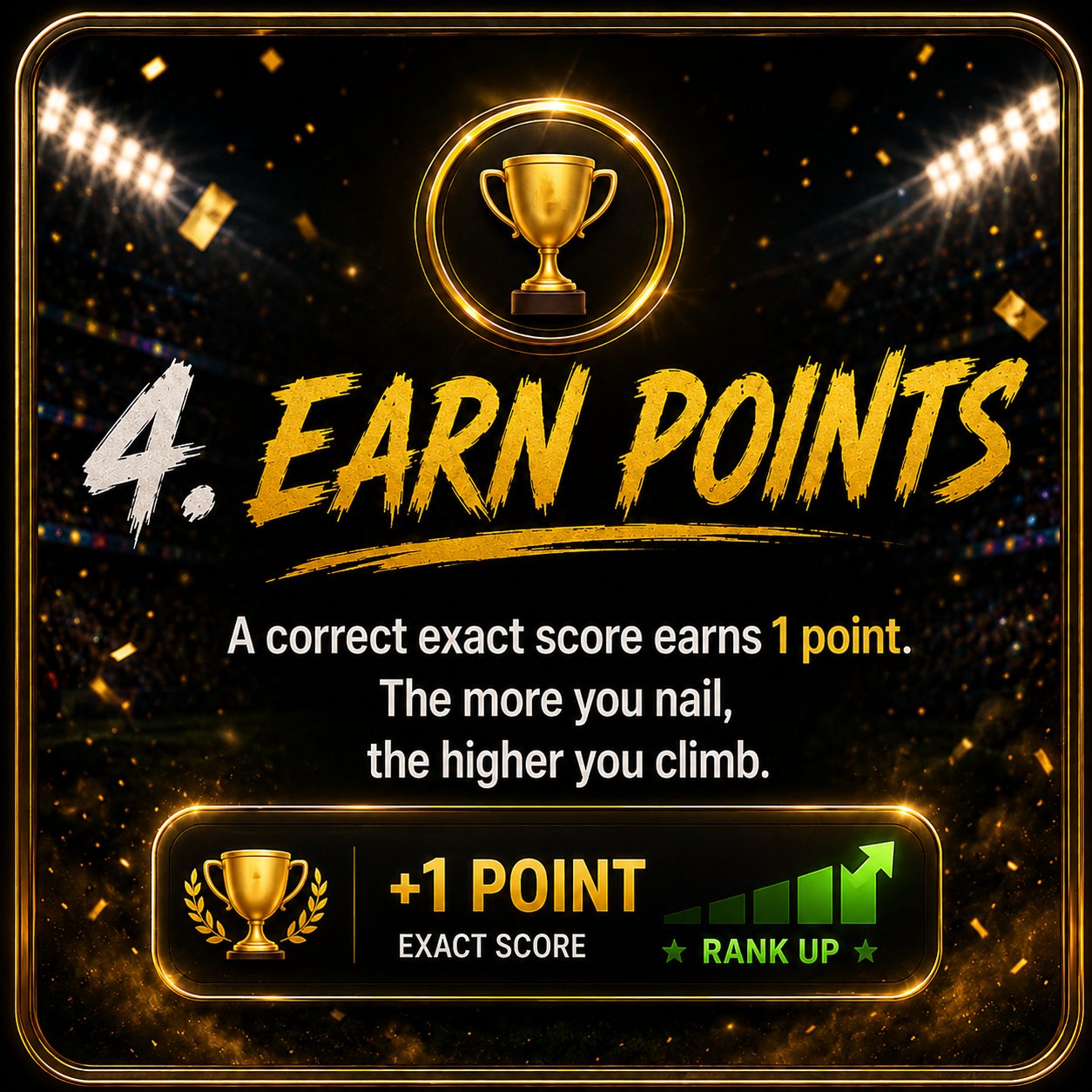 Step 4: Earn points — a correct exact score earns 1 point
